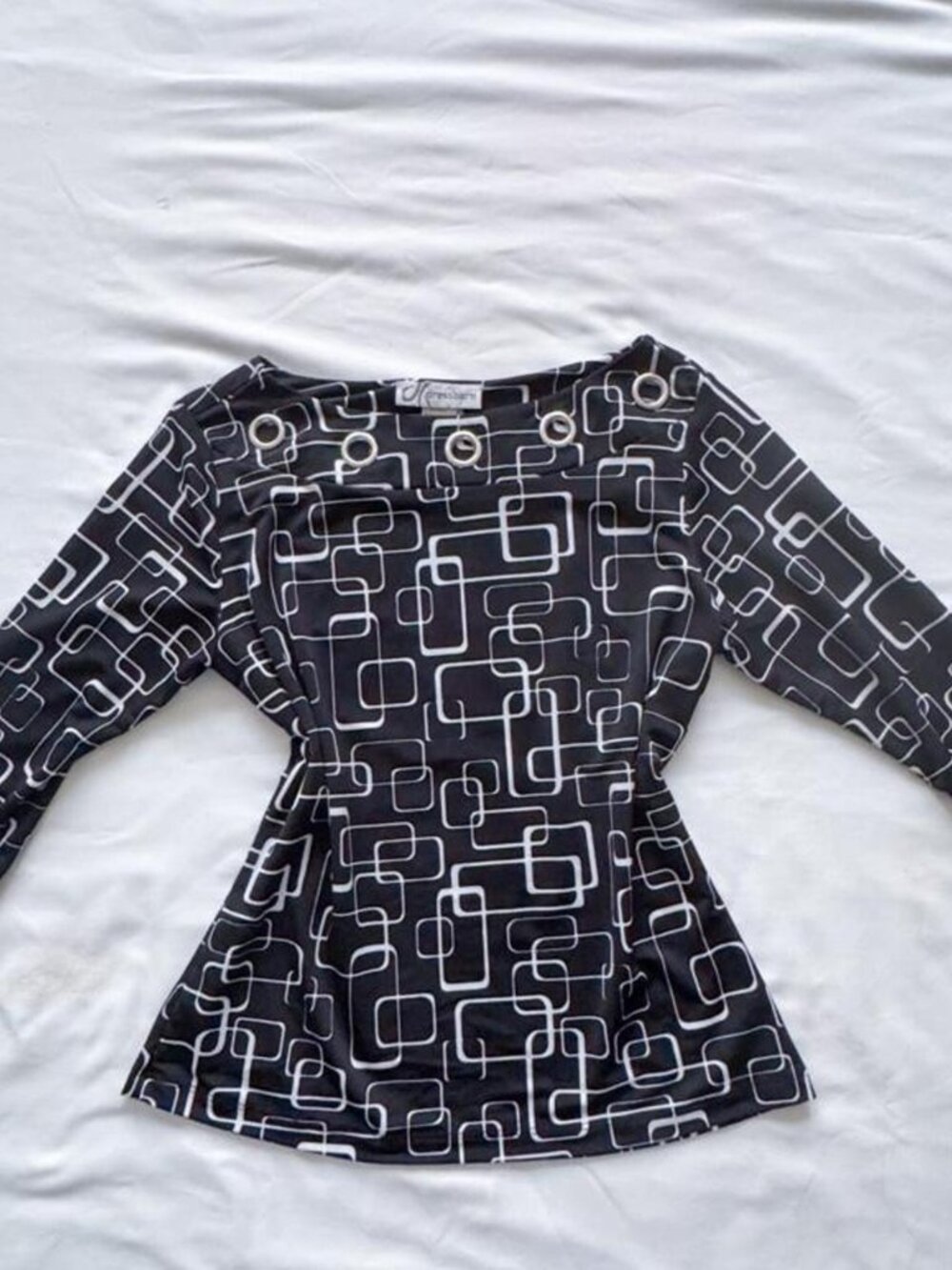 vintage y2k boatneck top with grommet details